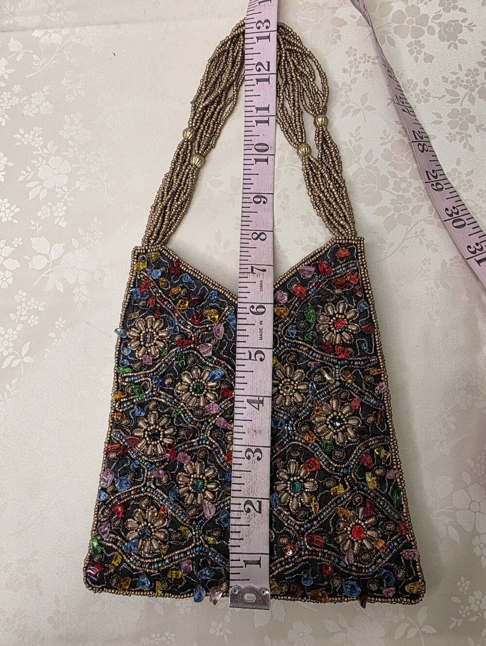 Bamboo Trading Co Vintage Beaded Evening Bag Colorful Gem Elements Bronze - Picture 9 of 11